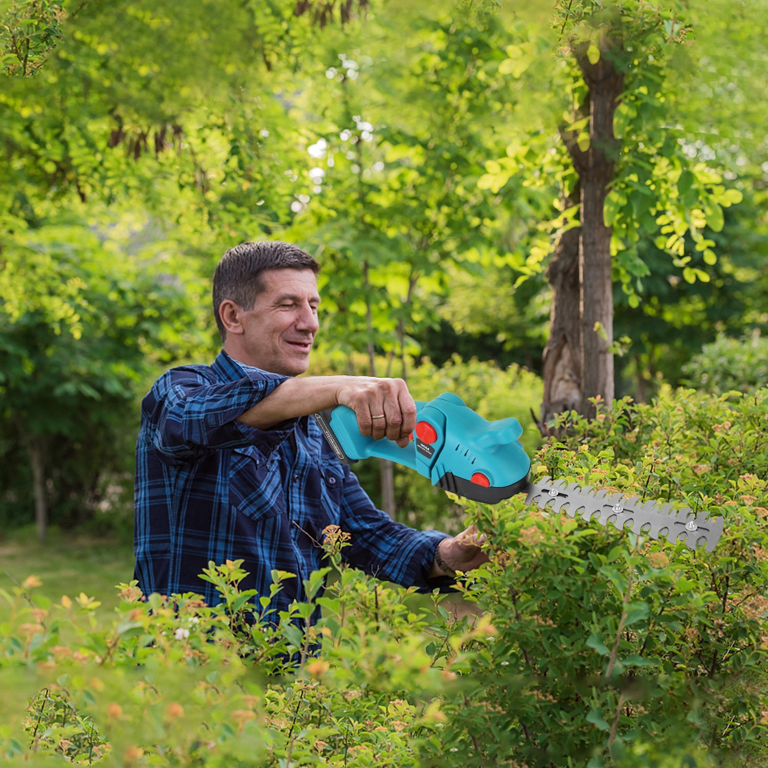 3-in-1 Telescoping Pole Hedge Trimmer/Grass Shear/Grass Trimmer with 2Ah Battery