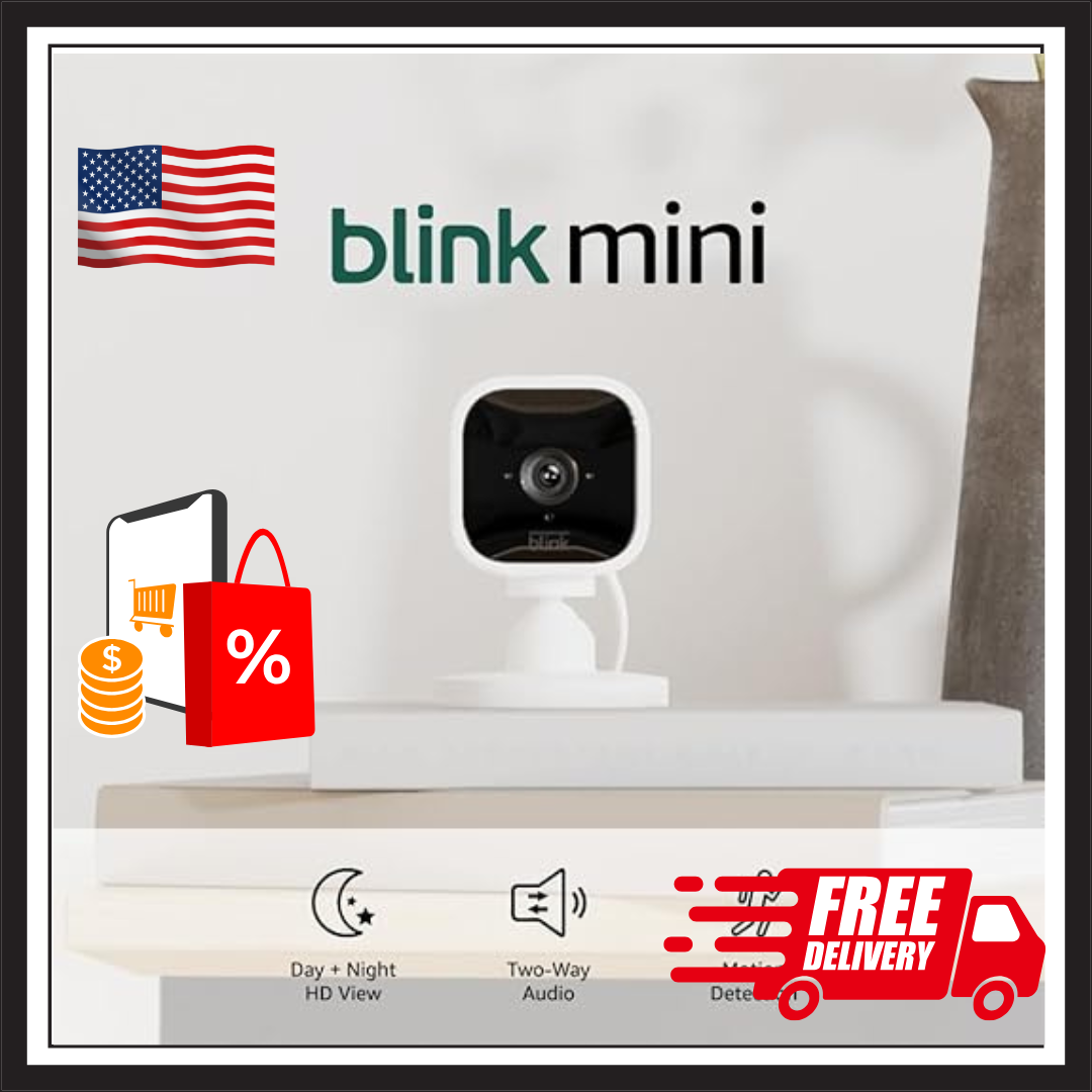 Blink Mini - Compact indoor plug-in smart security camera, 1080p HD video, night