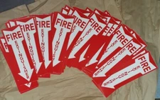 🤡🔥🧯(10pk) FIRE EXTINGUISHER ARROW SIGN'S...4 X 12 PEEL & STICK VINYL 🧯