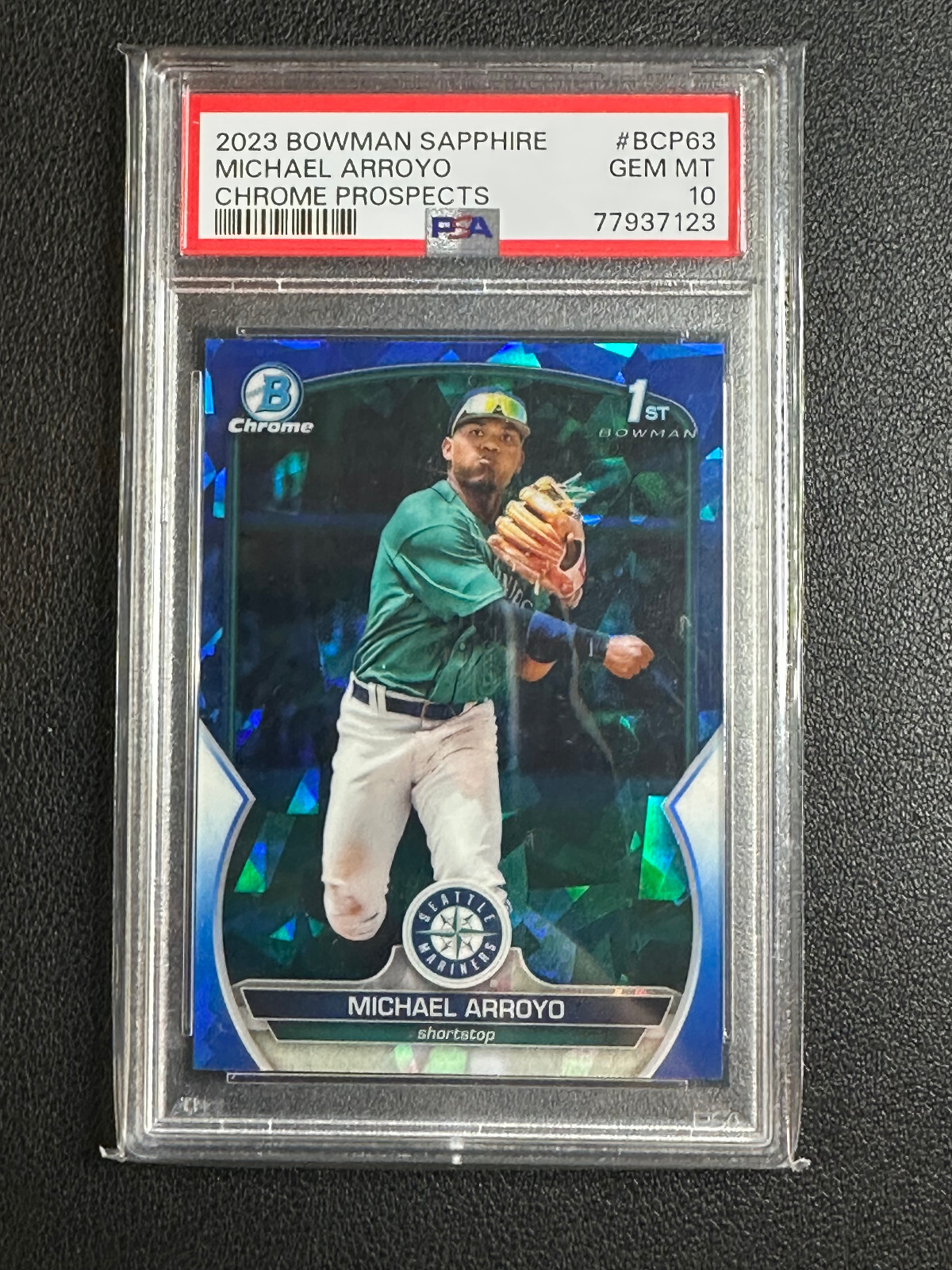 2023 Bowman Chrome Sapphire Michael Arroyo 1st Refractor PSA 10 Seattle Mariners