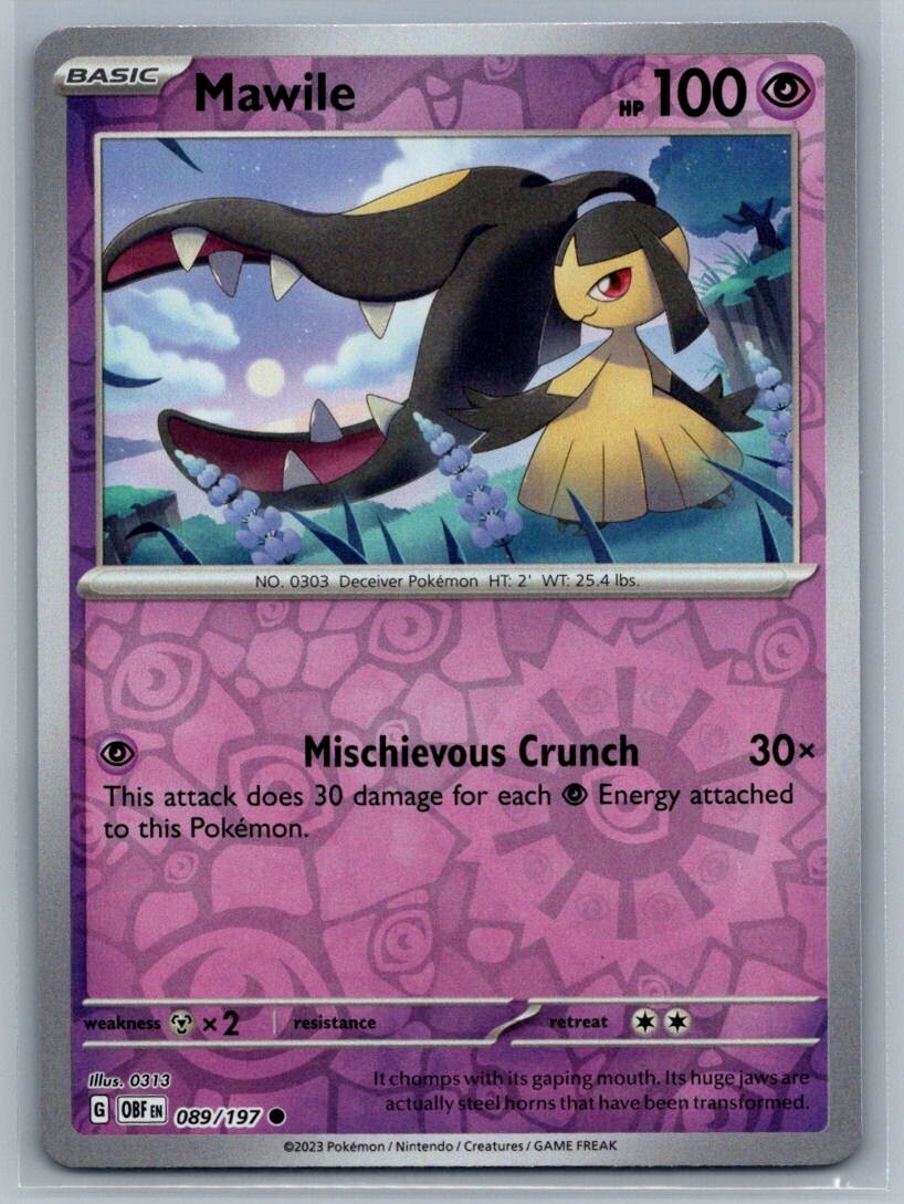Mawile 89/197 Obsidian Flames Common Reverse Holo Pokémon TCG 2023