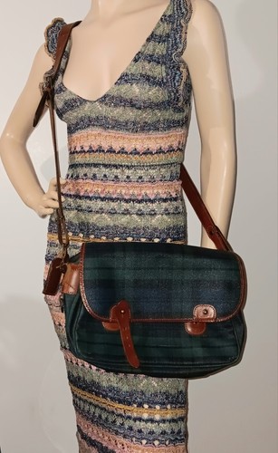 Vintage Polo Ralph Lauren Plaid Blackwatch Messenger Crossbody Green Bag - Picture 15 of 15