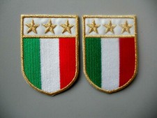 PATCH SCUDETTO ITALIA CON TRE STELLE RICAMATO ORO PZ 2 TERMOADESIVO  CM 5X7