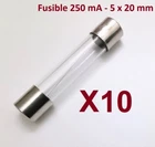 250mA Fuse - 5 x 20mm - Quick Cast - Approved Pack of 10 Fuses