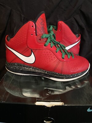 Nike Lebron 8 V/2 Christmas Sport Red White Black Green 2010 429676-600 Sz 11.5