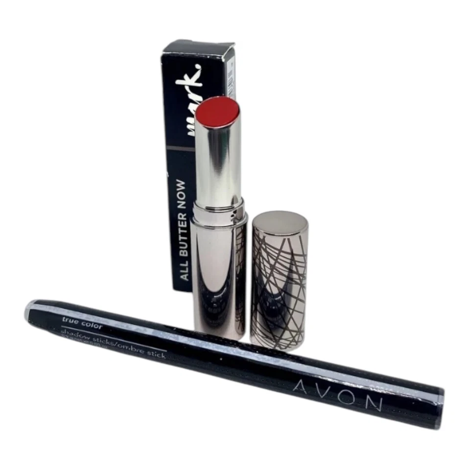 AVON Mark All Butter Now Lip Treat ENCENDIDO + AVON Juego de barras de sombra de color verdadero Foto 2 de 4