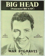 Big Head by Meadows Piano Vocal Sheet Music Max Bygraves Vintage Song