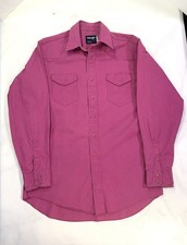 Vintage Wrangler Brushpopper Shirt Men  s Sz 16x34 Pink Western Cowboy