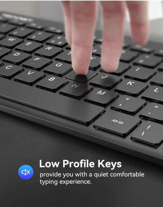 TECKNET 2.4G Wireless Keyboard For Windows/Chrome OS, UK Layout Compact Mini  - Image 4 of 4