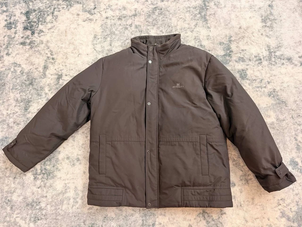 Metrocity Italy Brown Puffer Jacket Men’s Size 105 No Hood Korean Coat