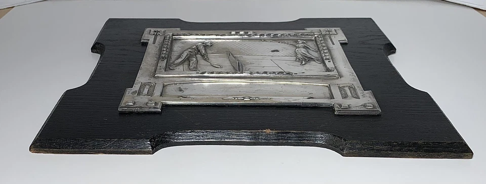 Placa de bronze placa de prata de tênis século XIX ART NOUVEAU - Imagem 3 de 4