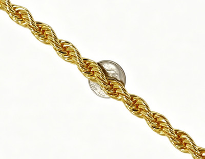 14K Yellow Gold 7.5mm Diamond Cut Rope Chain Bracelet Mens Women