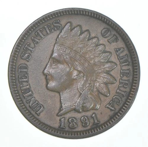 XF 1891 Indian Head Copper Cent Penny - High Grade Sample