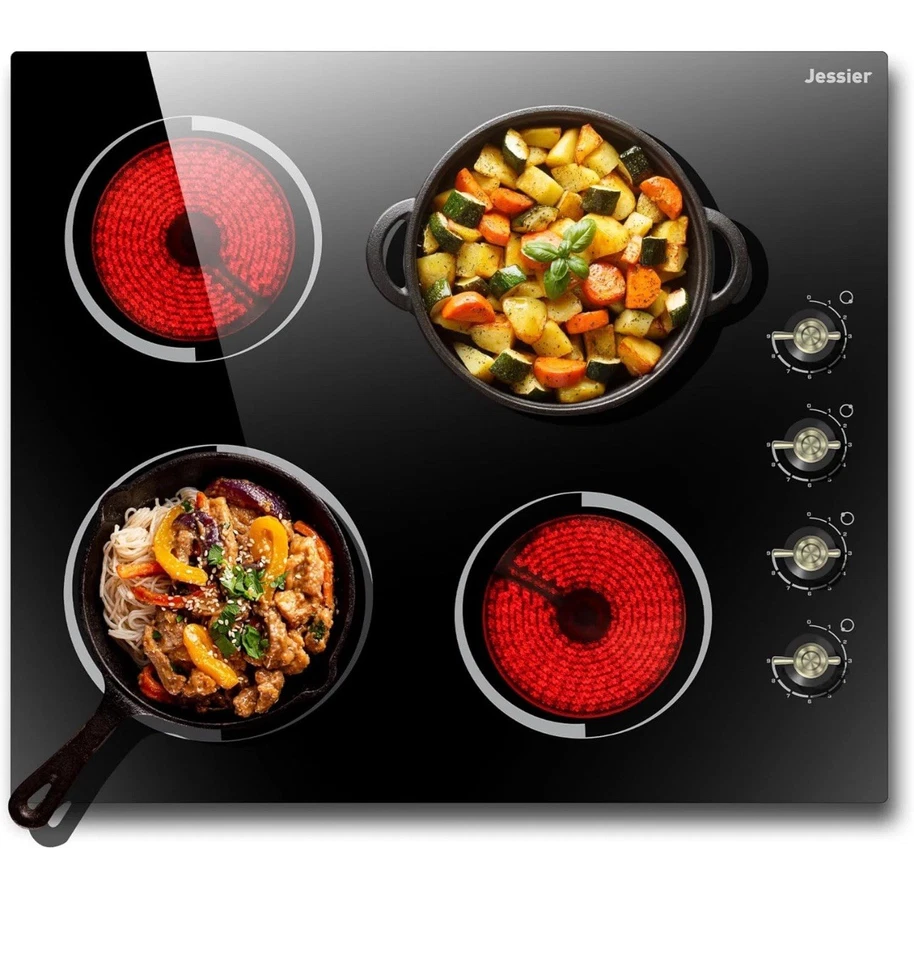 Cocina Eléctrica 24 Pulgadas - 4 Quemadores Drop-In Radiante Cocina Eléctrica 6000W con Foto 3 de 4