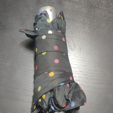 Women's Compact Folding Umbrella - Black with Multicolor Polka Dot Pattern