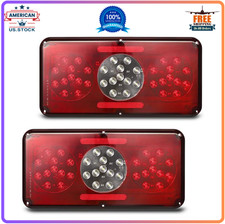 2Pcs Rectangle LED Trailer Camper RV Triple T...