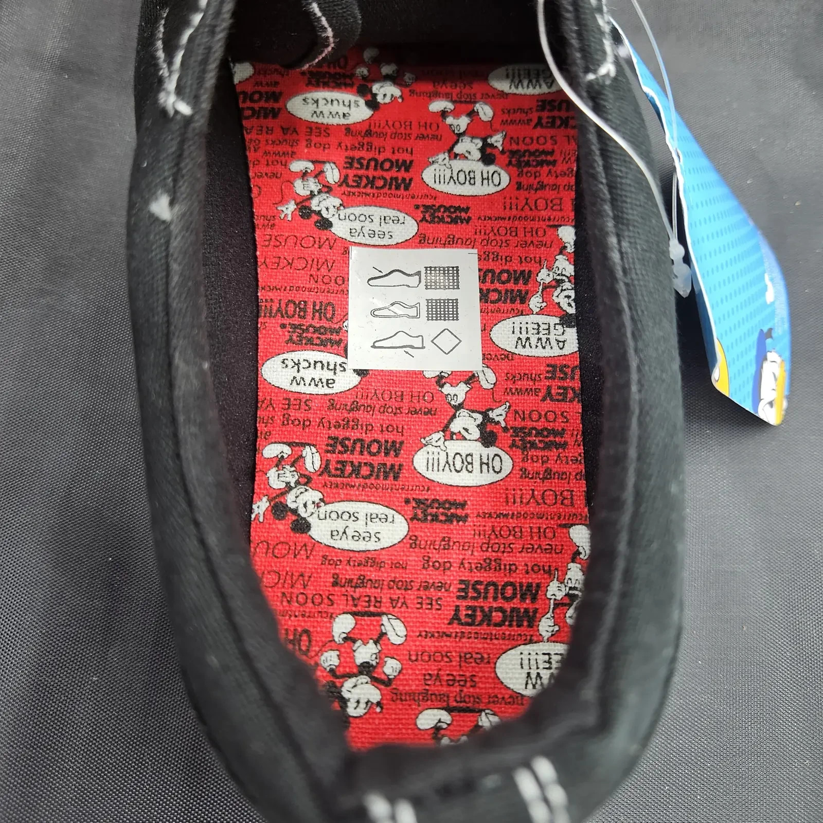 Disney Mickey Mouse Trainers UK 6 Black White Canvas Shoes Low Top New Tags image 4