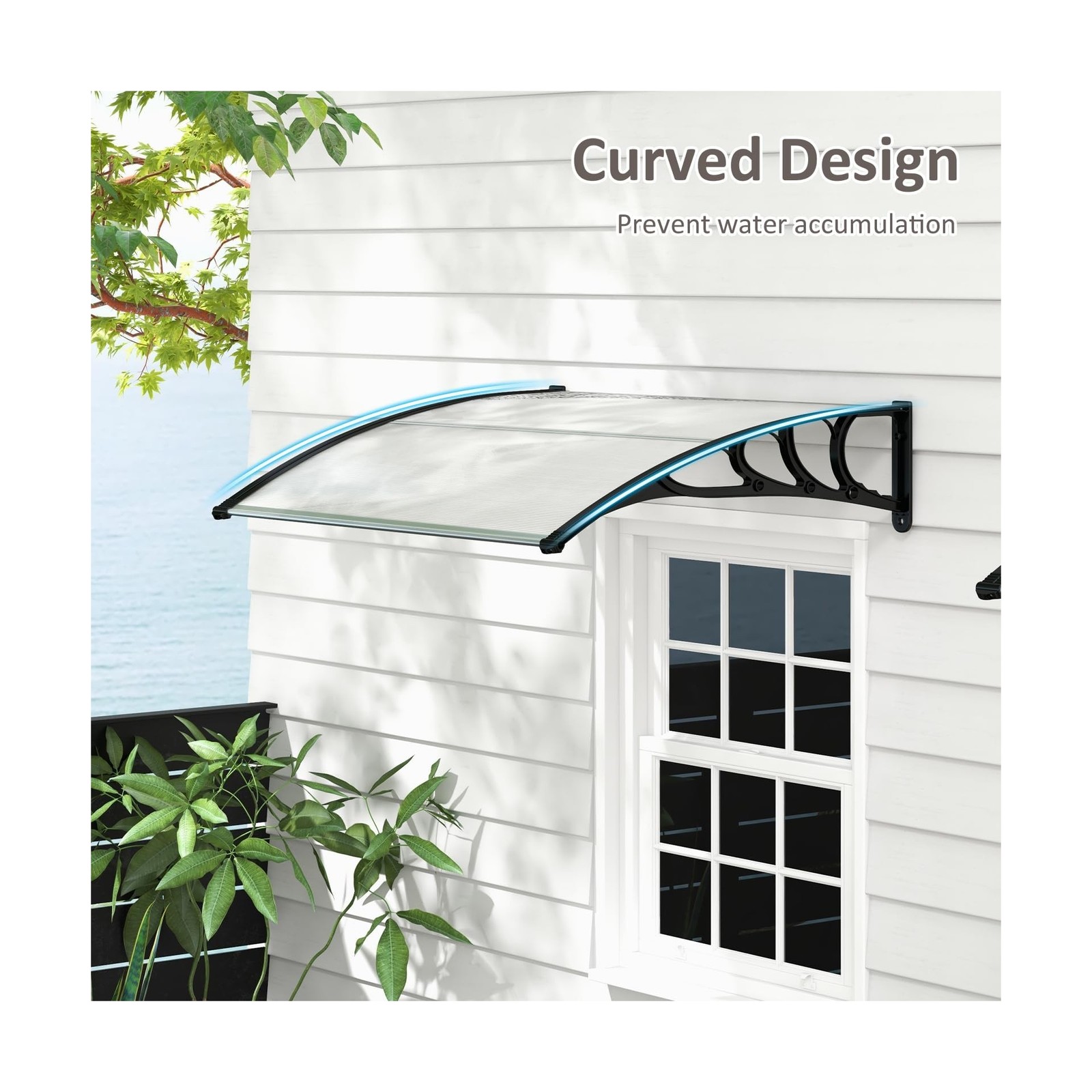 Goplus Awnings for Doors, 48" x 40" Window Awning with Rain Snow Sunlight UV ...