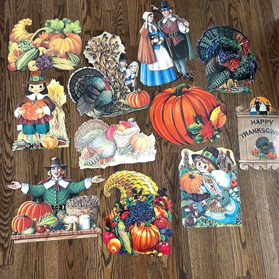 #ad #ad Lot of 11 Vintage Thanksgiving Fall Cardboard Decorations Die Cut Eureka Beistle $34.99