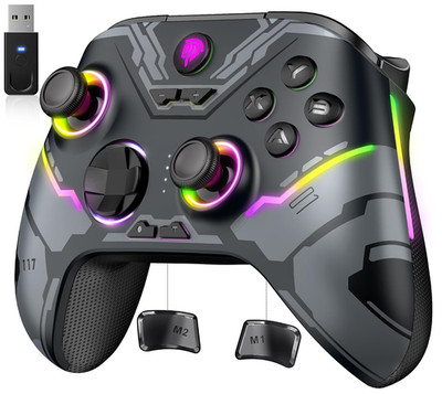 Easysmx X15 PC Controller Wireless Mit 7 RGB Licht, Gaming Controller Mit Hall J