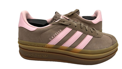 Adidas Women's Gazelle Bold Lace Up Casual Platform Shoes Brown/Pnk Size:8.5 87Y