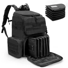 Tactical Range Pistol Backpack with 6 Pistol Cases, Gun Backpack with 9X Maga...