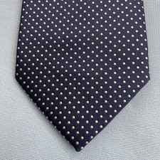 Necktie Vtg 90s Puccini Hand Made Microfiber Blue White Polka Dot Capsule 3.5x60