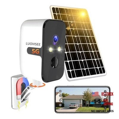 2.4/5G WiFi Cameras for Home Security with Solar Panel,Pan with solar panel