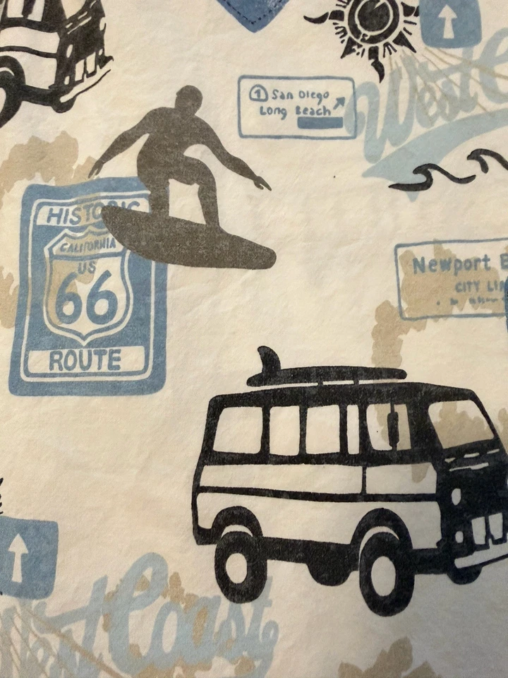 Sábanas planas y ajustadas Pottery Barn Kids Beach Surf tamaño completo RARAS Foto 2 de 4