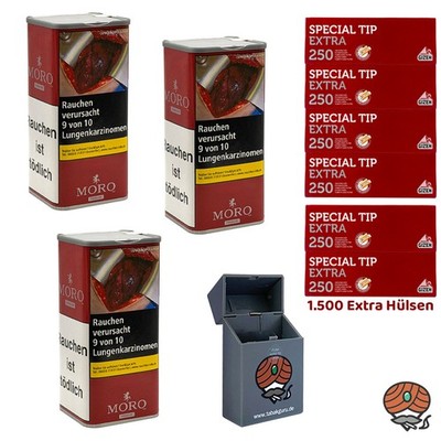 Moro Red/Rot Premium Feinschnitt-Tabak 3x 260g Dose, Gizeh Special Tip Extra,