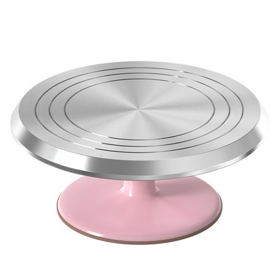 12 Inch Pink Aluminum Revolving Cake Stand - Perfect for Effortless Decorating