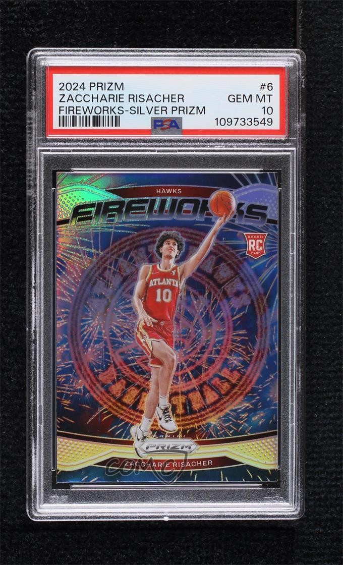 2024 Prizm Fireworks Silver Zaccharie Risacher #6 PSA 10 GEM MT Rookie RC 0q21