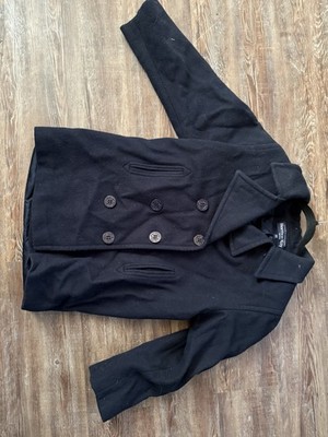 Herman Kay Women s Petite 6P Black Pea Coat Double-Breasted Button Mid-Length
