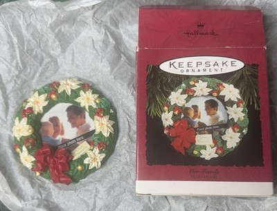 Hallmark Keepsake Christmas Ornament 1994 OUR FAMILY Wreath Photo Holder MIB