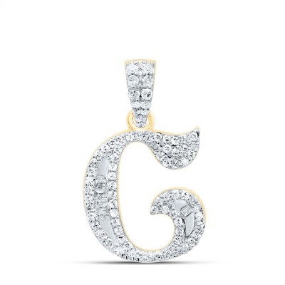 0,24 ctw natürlicher Diamant Baguette Hiphop Anfangsbuchstabe G Anhänger 10k Gelbgold