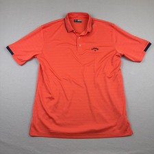 Callaway Opti-Dri Polo Shirt Mens Large Orange Stripe Golf Performance Stretch