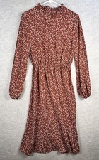 Cottagecore Women’s Red Ditsy Floral Dress Medium Midi Prairie Elastic Waist