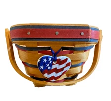 Longaberger 1996 All American SUMMERTIME Patriotic Basket, Protector & Tie-on !