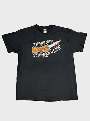 Thrasher Scarred 4 Life T-Shirt Black Graphic Skate Tee Men s Large L