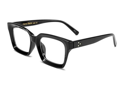 Brille rechteckig klare Linsen dicke Brillenfassung Damen Herren Nerdbrille