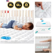 Crib Mattress Protector Sheets Fitted Waterproof Crib Mattress Pad Cover, Noi...