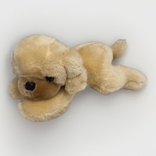 VINTAGE RUSS BERRIE PUFF PUFF TAN LAYING PUPPY DOG STUFFED ANIMAL PLUSH TOY Essa