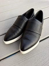 Womens Vince Black Leather Scale Print Casual Slip On Sneakers Shoes Size 8 M