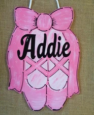 Personalized Ballet Slippers Pink Room Door SIGN Wall Hanger Bedroom Plaque Name