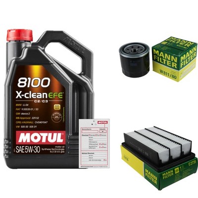 MANN Inspektionspaket 5L MOTUL 8100 X-CLEAN EFE 5W-30 für Hyundai Santa Fé II