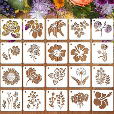 Flower Stencils for Wood, 20Pcs Sunflower Painting Stencil Reusable Stencils DIY