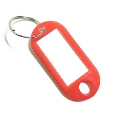 100 Pack Tough Plastic Key Tags with Label Window ID Luggage tag with Split R...