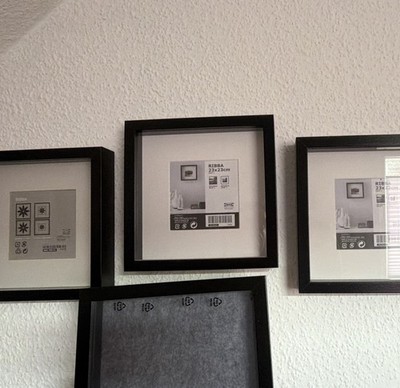 4x IKEA RIBBA Bilderrahmen 23x23 cm Schwarz Holz quadratisch Wandmontage