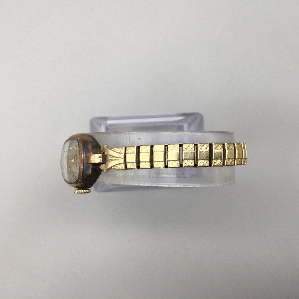 Reloj de Cóctel Hampden De Colección Mujer 16mm Oro 10K Relleno Banda Elástica Cuerda Manual Foto 4 de 4