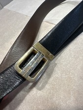 Vintage Pierre Cardin Size 36 Reversible Black Brown Leather Dress Work Belt